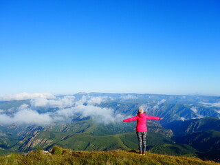 person in the mountains