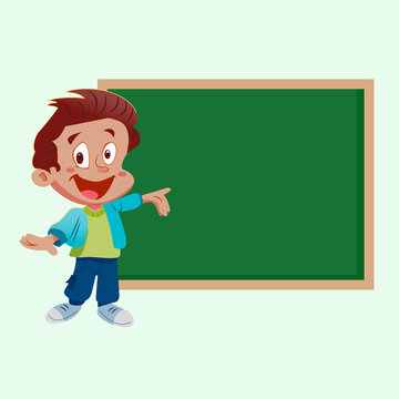 Boy with blackboard, back to school