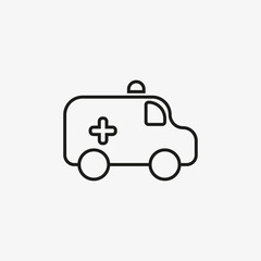 Ambulance car line icon isolated on white background. Hospital emergency transport symbol. Healthcare concept.