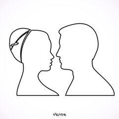 face man and woman on white background. Couple in love, flat style. Valentine's day card. Vector illustration Icon Isolated on White Background.