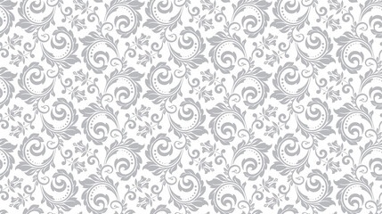 Wallpaper in the style of Baroque. Seamless vector background. White and gray floral ornament. Graphic pattern for fabric, wallpaper, packaging. Ornate Damask flower ornament.