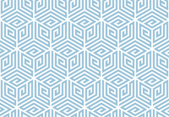 Abstract geometric pattern with stripes, lines. Seamless vector background. White and blue ornament. Simple lattice graphic design