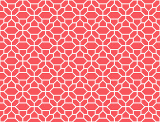 Abstract geometry pattern in Arabian style. Seamless vector background. White and pink graphic ornament. Simple lattice graphic design