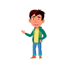 gladness boy kid resting in blossom garden cartoon vector. gladness boy kid resting in blossom garden character. isolated flat cartoon illustration