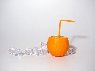 Orange straw and ice