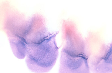 Violet Creative Vintage Surface Hand Painting. Pink Artistic Wet Textile Acrylic Paint Mixed. Magenta Liquid Ink Tie Dye Graphic