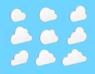 Fototapeta premium 3D render Cloud. White plastic cloud isolated on blue background. Vector illustration