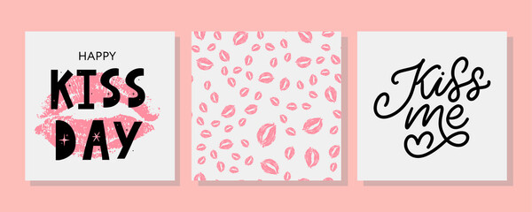 kiss me hand lettering scalable and editable vector illustration lips