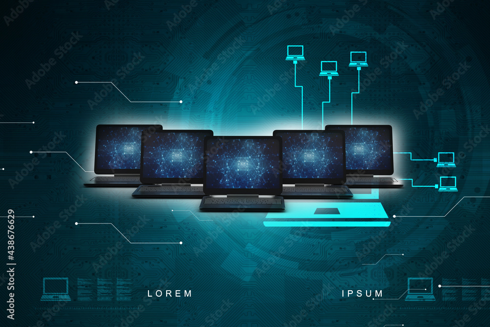Poster 3d rendering technology computer network