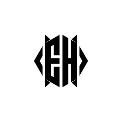 EH Logo monogram with shield shape designs template
