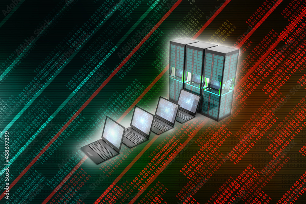 Poster 3d rendering technology computer network