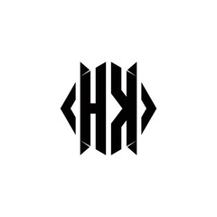 HK Logo monogram with shield shape designs template
