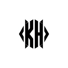 KH Logo monogram with shield shape designs template