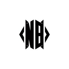 NB Logo monogram with shield shape designs template