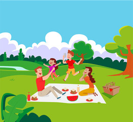 Family enjoying picnic in the park