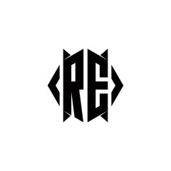 RE Logo monogram with shield shape designs template