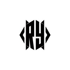 RY Logo monogram with shield shape designs template - obrazy, fototapety, plakaty