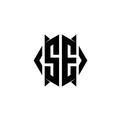 SE Logo monogram with shield shape designs template