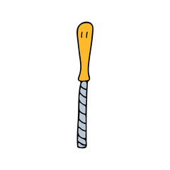 Repair rasp file tool doodle illustration. Colorful repair rasp file tool icon in vector