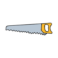 Colorful doodle saw illustration in vector. Colorful saw icon in vector. Doodle illustration of hand saw