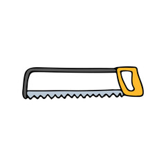 Colorful doodle saw illustration in vector. Colorful saw icon in vector. Doodle illustration of hand saw