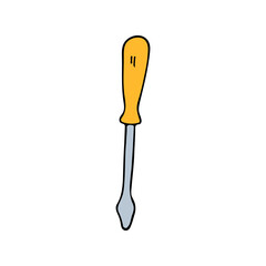 Screwdriver colorful doodle illustrations. Colorful screwdriver icon in vector. Doodle screwdriver colorful icon in vector