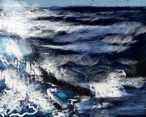 Illustration of a beautiful, abstraction sea with sea notes.