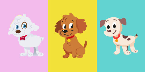 Cute dogs in colorful background