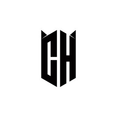 CH Logo monogram with shield shape designs template