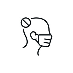 Icon of non mandatory protective facemask - vector