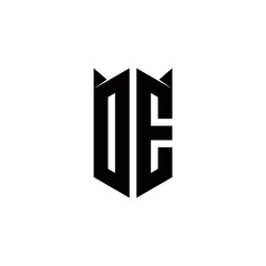 DE Logo monogram with shield shape designs template