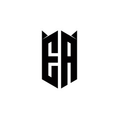 EA Logo monogram with shield shape designs template