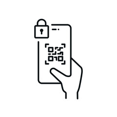 minimal secure qr code app - web symbol - vector