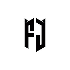 FJ Logo monogram with shield shape designs template