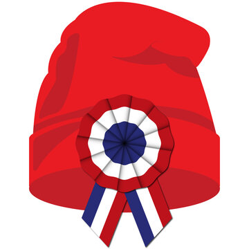 Phrygian cap or liberty cap with tricolor cockade on.  Bonnet phrygien. Prise de la Bastille 14 juillet. Bastille day 14 july. French National Day. Viva la France. French revolution.