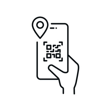 minimal location qr code app - web symbol - vector