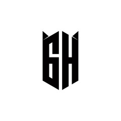 GH Logo monogram with shield shape designs template