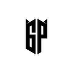 GP Logo monogram with shield shape designs template