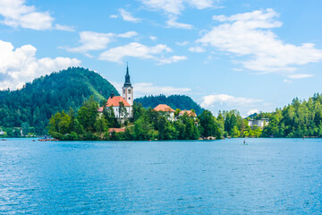 Church on the island of Lake Bled, Slovenia