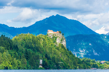 Landscape of the Castle of Bled over the lake, Slovenia