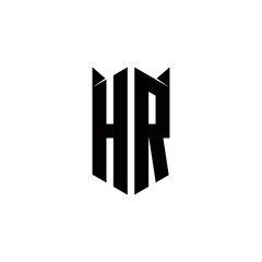 HR Logo monogram with shield shape designs template