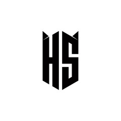 HS Logo monogram with shield shape designs template