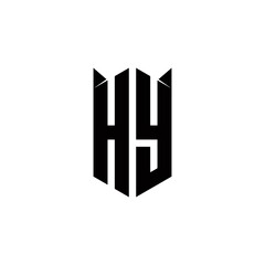 HY Logo monogram with shield shape designs template