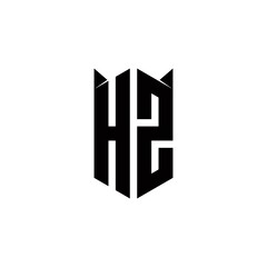 HZ Logo monogram with shield shape designs template