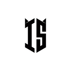 IS Logo monogram with shield shape designs template
