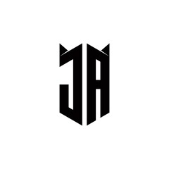 JA Logo monogram with shield shape designs template