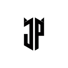 JP Logo monogram with shield shape designs template