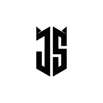 JS Logo monogram with shield shape designs template