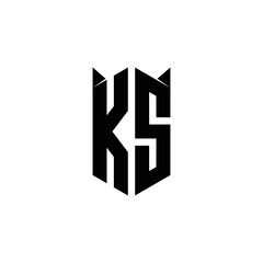 KS Logo monogram with shield shape designs template