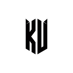 KU Logo monogram with shield shape designs template